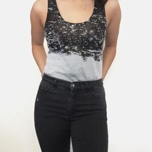 All Sainta Bronte Kique Vest Black & Gray Semi Sheer Ombre Tank Top. Size 2